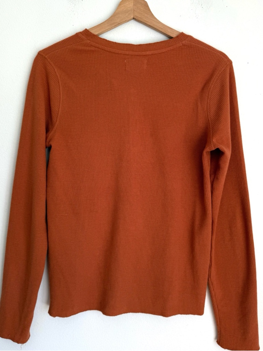 Pact Waffle Henley Orange Long Sleeve Top Organic Cotton - Picture 4 of 5